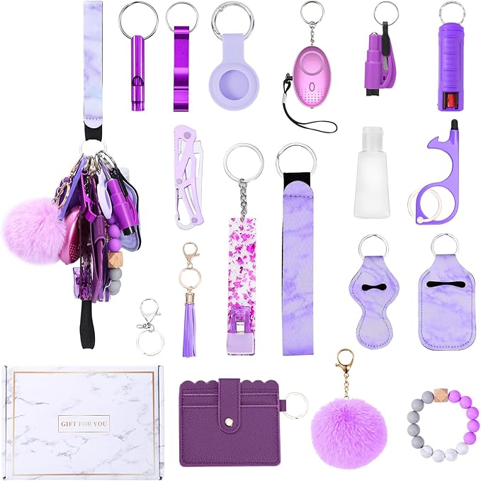 Purple Wallet Safety Keychain Set 18pc