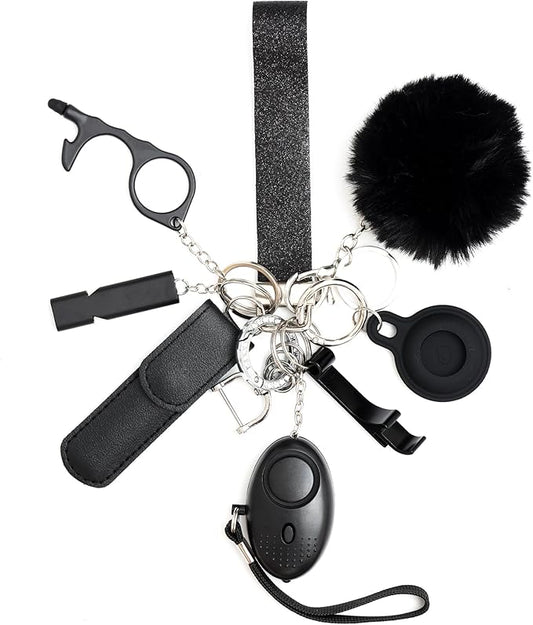 Black Safety Keychain 9pc Set