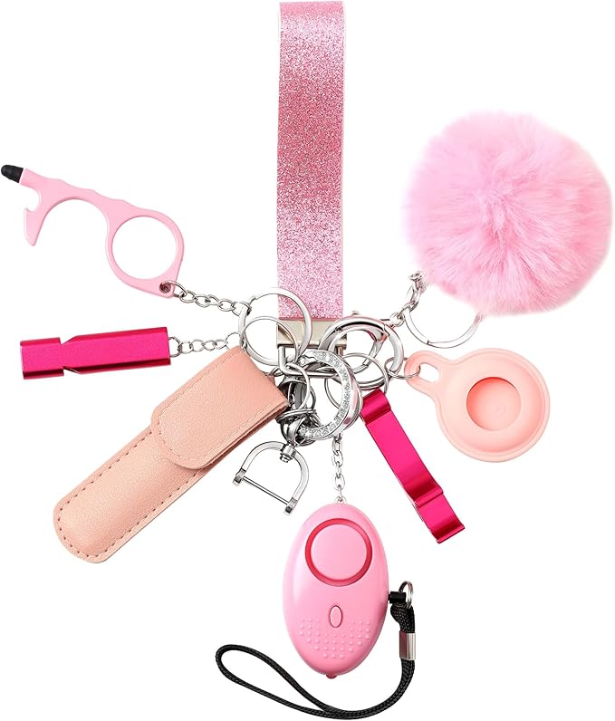 Pink Safety Keychain 9pc Set