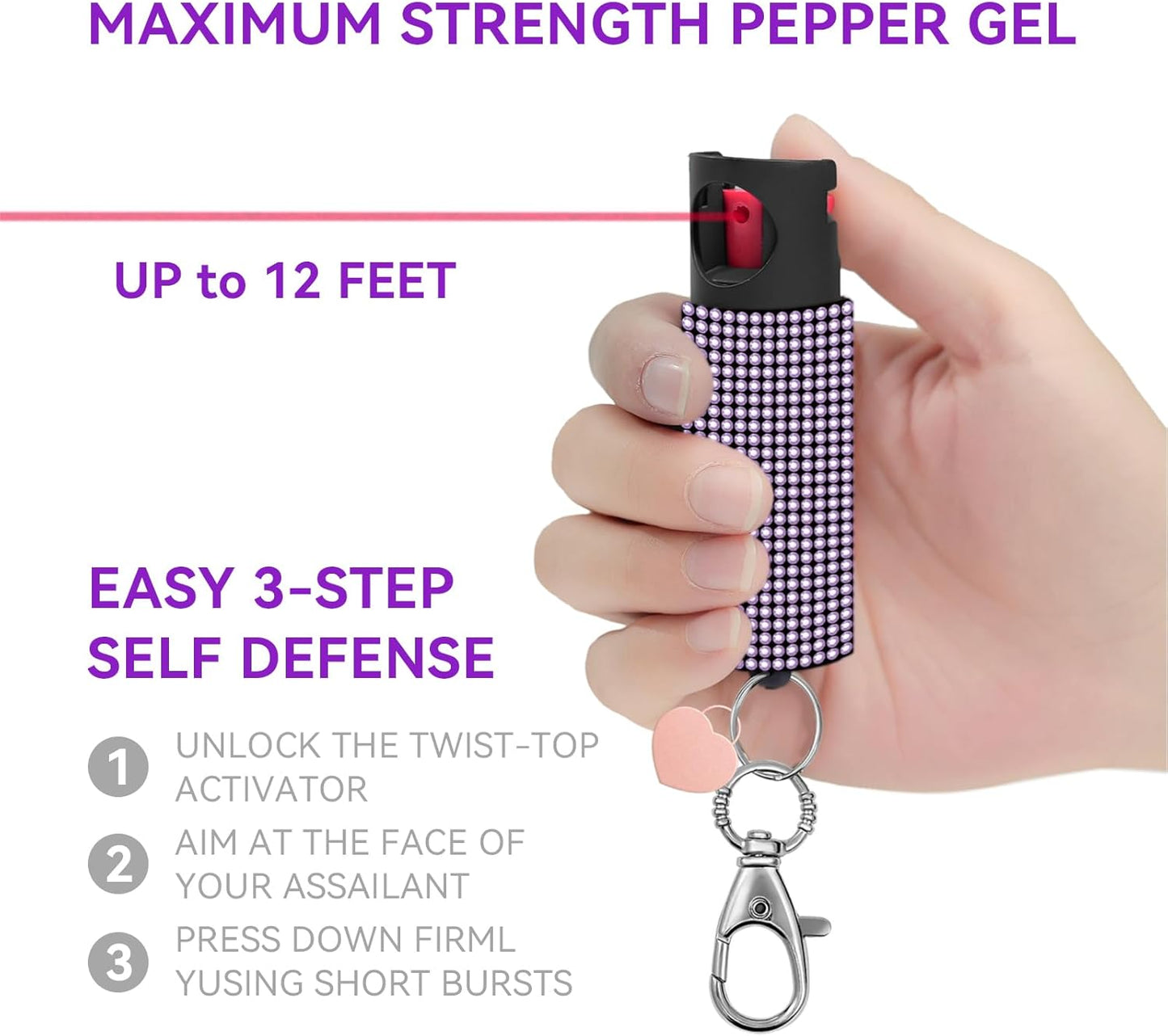 3-in-1 Personal Alarm & Pepper Spray Combo for Women Purple/black