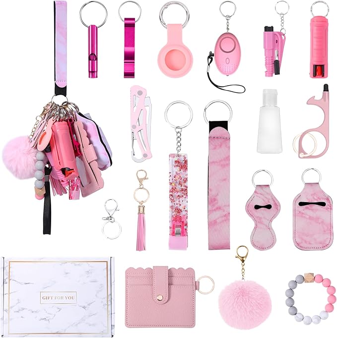 Pink Wallet Safety Keychain Set 18pc