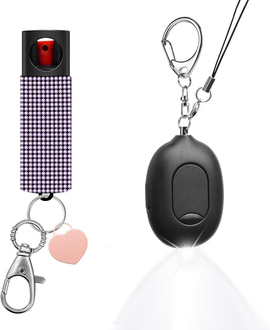 3-in-1 Personal Alarm & Pepper Spray Combo for Women Purple/black