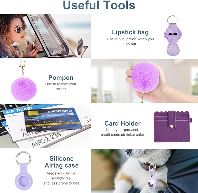 Purple Wallet Safety Keychain Set 18pc