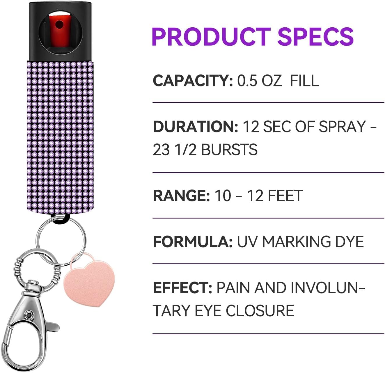 3-in-1 Personal Alarm & Pepper Spray Combo for Women Purple/black